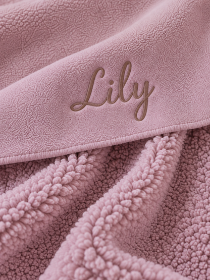 Baby deken | met naam optioneel  | Teddy Lilac rose