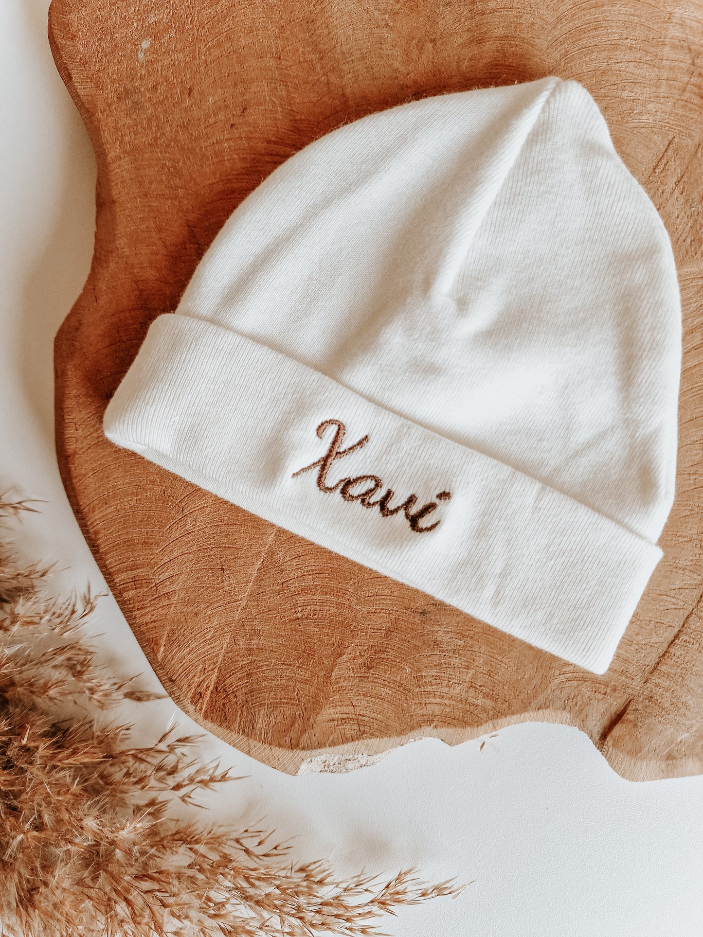 Baby hat with name | Cream