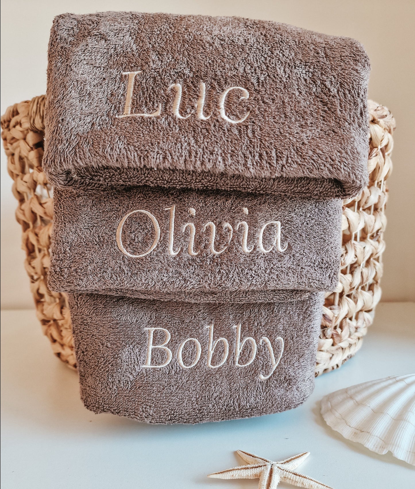 Beach towel with name luxury Bamboo | Earth brown