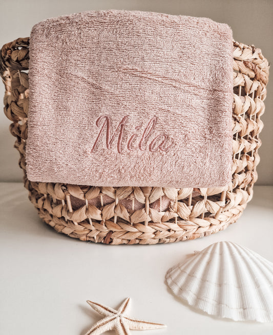 Handdoek bamboe luxe met naam | Soft pink