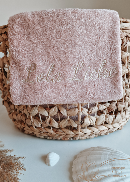 Handdoek bamboe luxe met naam | Soft pink