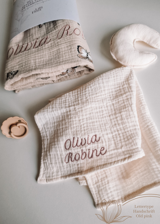 Knuffeldoekje met naam | Maan Ecru | Hydrofiel