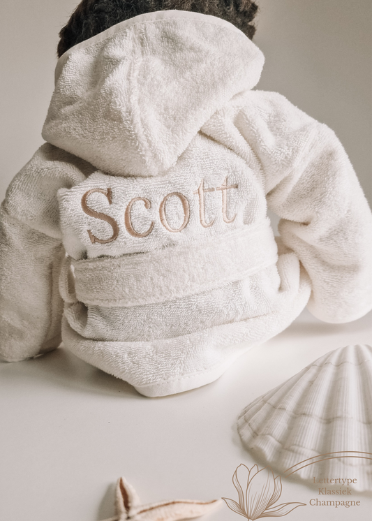 Bathrobe with name | Ecru