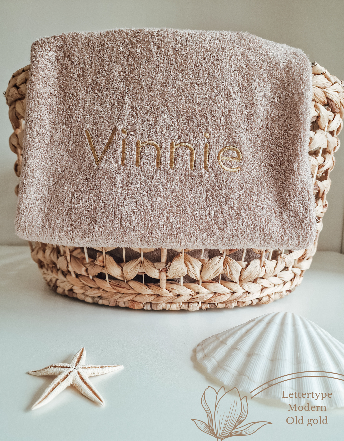Children's towel bamboo luxury with name | Natural