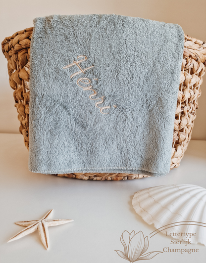 Children's towel bamboo luxury with name | Aqua