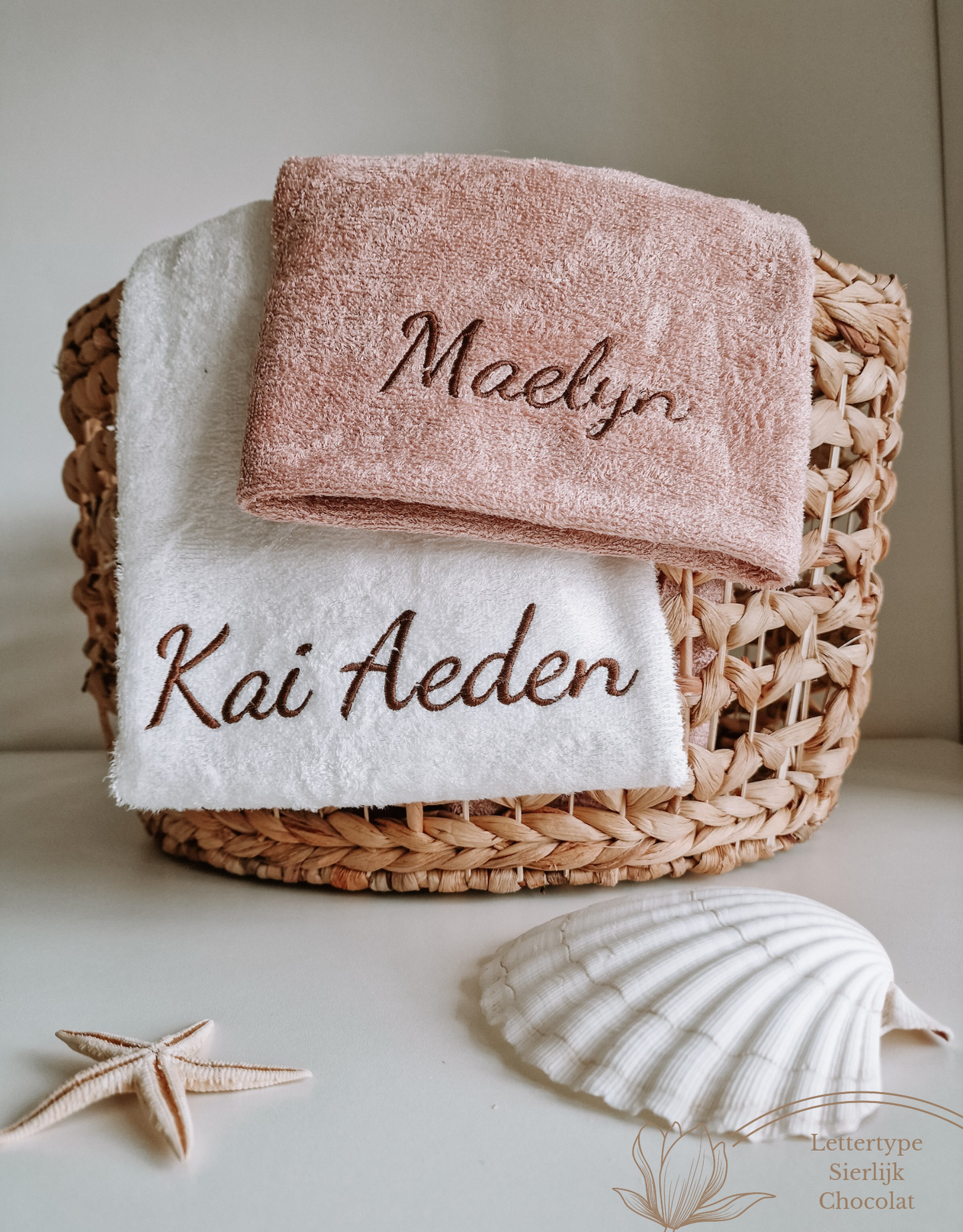 Children's towel bamboo luxury with name | Soft pink