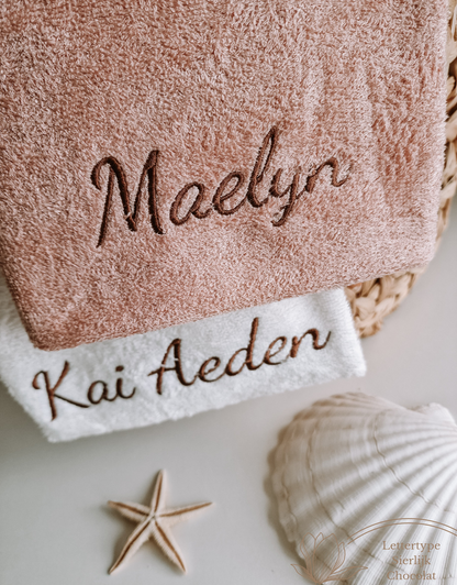 Handdoek bamboe luxe met naam | Soft pink